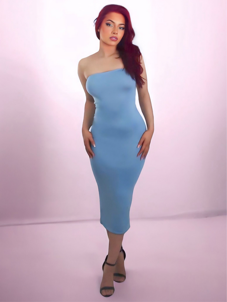 Sephora Powder Blue Bandeau Midi Dress 