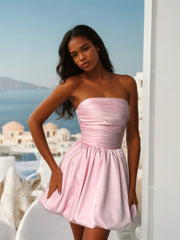 Pink Sorbet Bandeau Bubble Hem Mini Dress