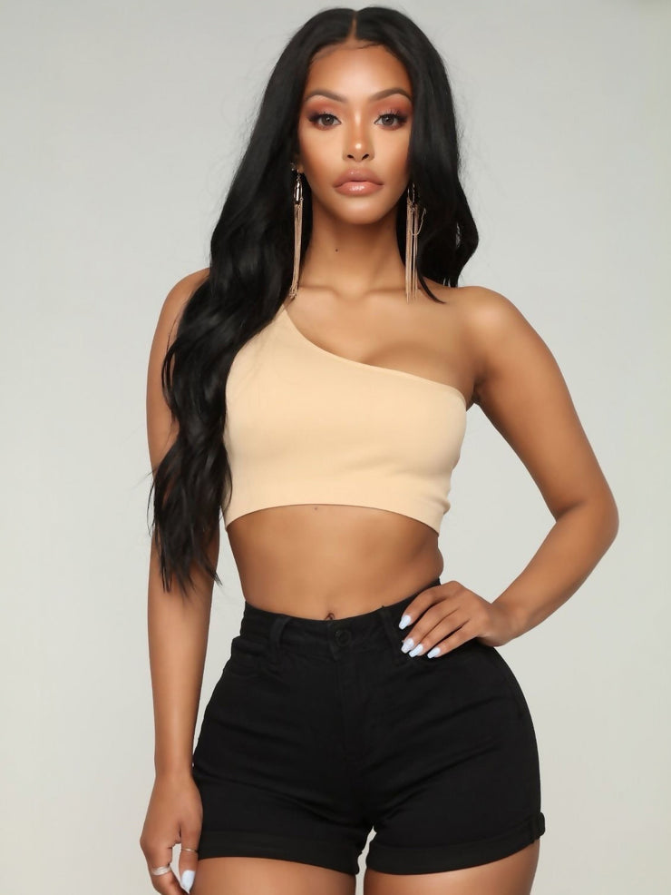 Ishka Stone One Shoulder Crop Top