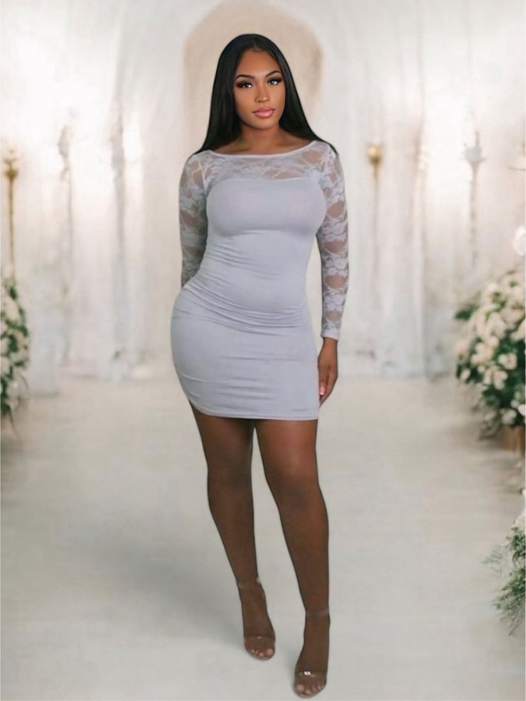 Liana Ash Grey Long Sleeve Mini Dress | Dresses | Kandy's Clothes Liana Ash Grey Long Sleeve Mini Dress | Dresses | Kandy's Clothes