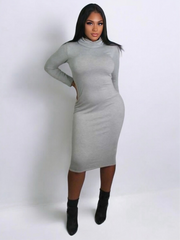 Jorja Black Jersey Roll Neck Midi Dress