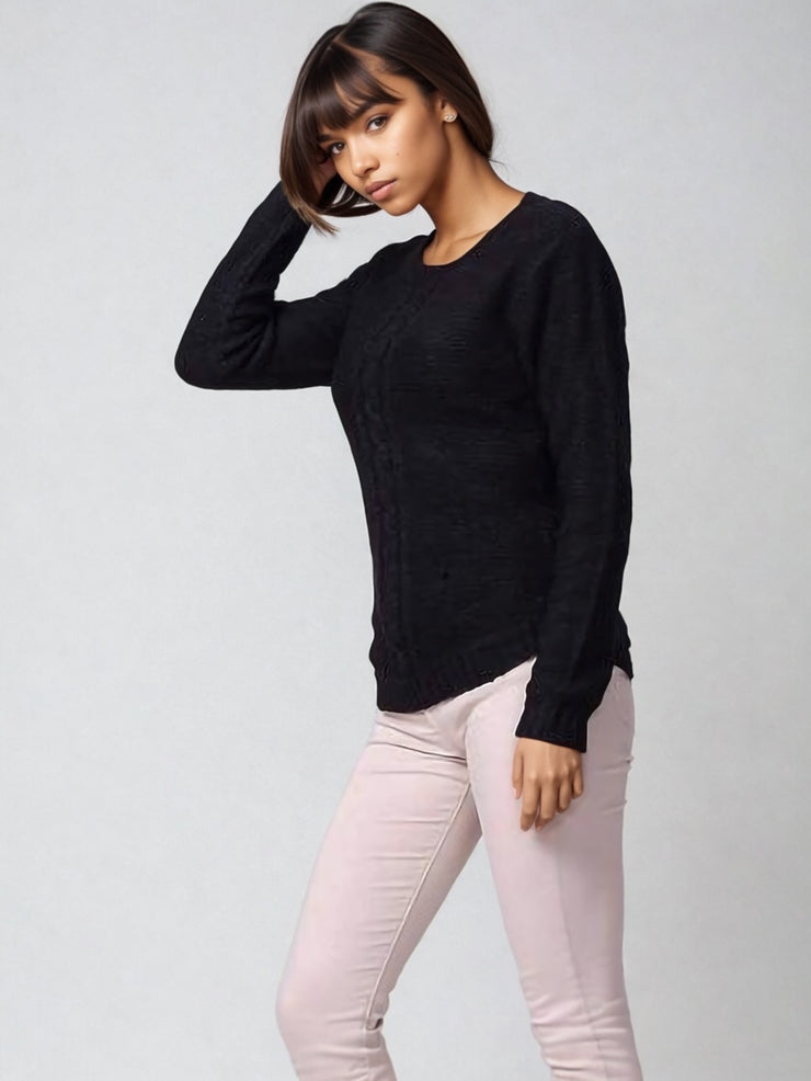 Gloria Black Cable Knit Jumper