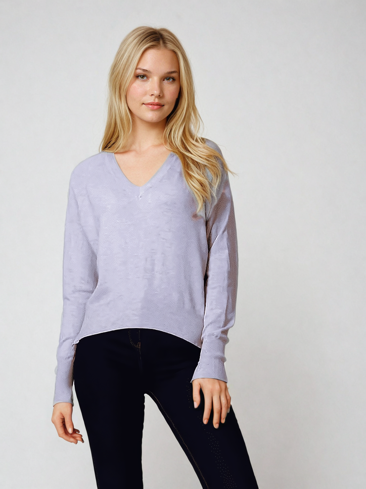 Eva Grey V Neck Fine Knit Jumper | Knitwear | Kandy's Clothes