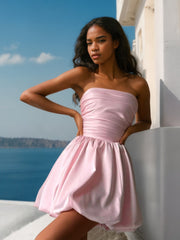 Pink Sorbet Bandeau Bubble Hem Mini Dress