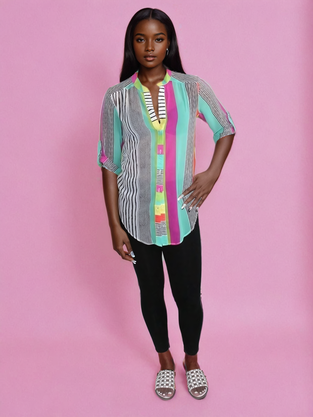 Whitley Multi Sheer Shirt | Women's Shirts and Tops | Kandy's Clothes