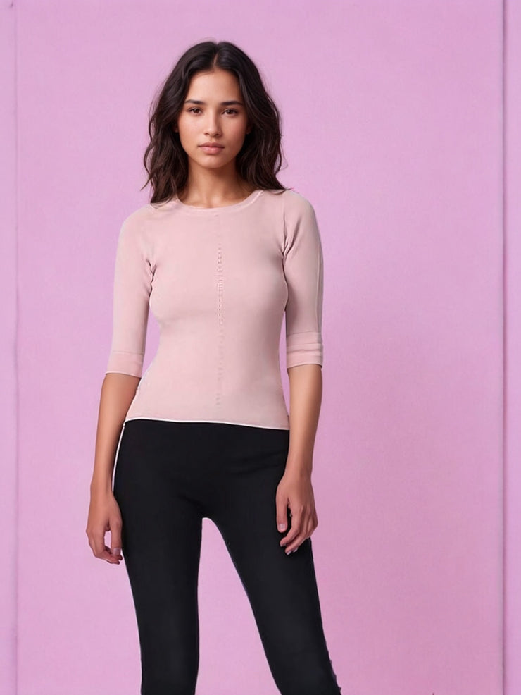 Neishae Pink Crew Neck Top | Kandy's Clothes