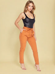 Zara Rust Orange Paperbag Waist Denim Jeans | Kandy's Clothes