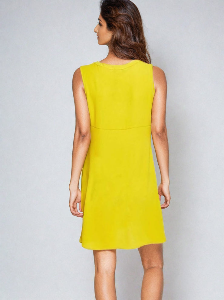 Leanna Mustard Yellow Frill Detail Skater Dress | Kandy's Clothes