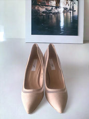 Oakley Nude Suedette Mesh Insert Court Shoes | Heels | Kandy's Clothes