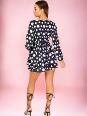 Brandi Black Polka Dot Layered Long Sleeve Mini Dress | Kandy's Clothes