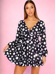 Brandi Black Polka Dot Layered Long Sleeve Mini Dress | Kandy's Clothes