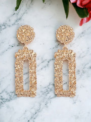 Brielle Gold Rectangle Textured Door Knocker Earrings | Kandy's Clothes