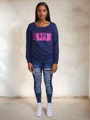 Myla Navy blue Pink Logo Sweater | Kandy's Clothes