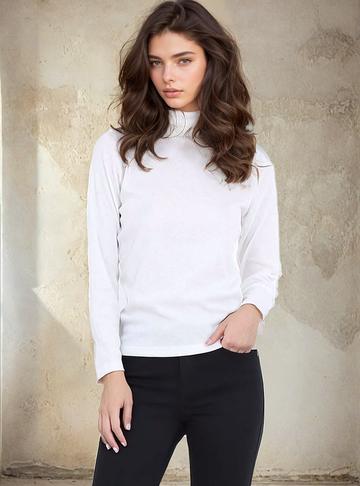 Michelle Cream Ribbed Turtleneck | Kandy's Clothes