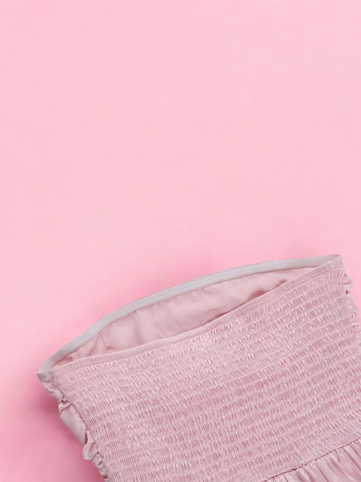 Pink Sorbet Bandeau Bubble Hem Mini Dress | Kandy's clothes