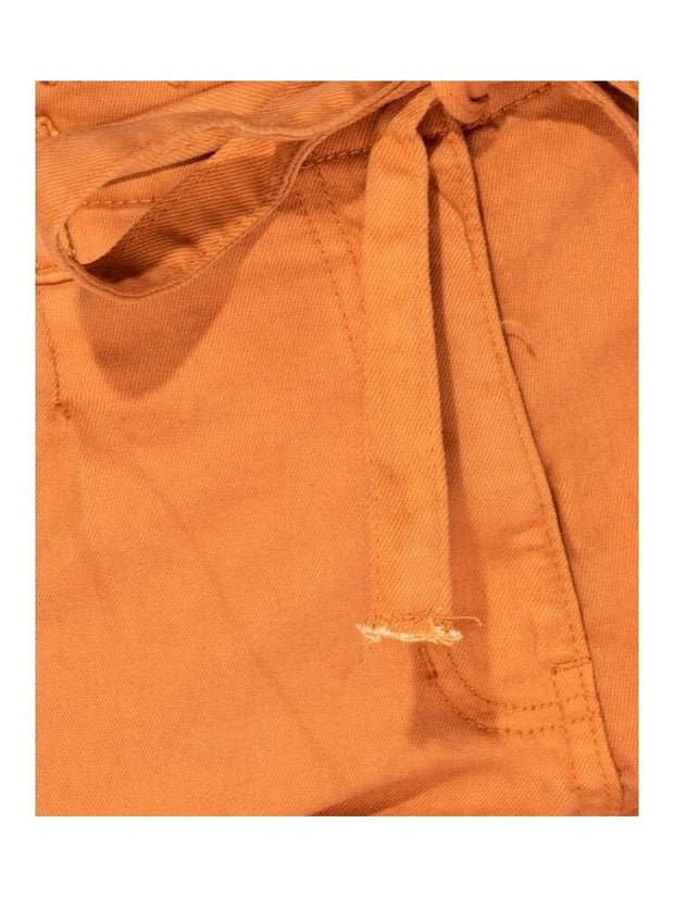 Zara Rust Orange Paperbag Waist Denim Jeans